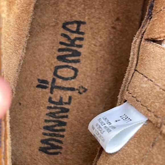 Minnetonka‎ Moccasin Boots Leather Suede Side Zip Brown Size 4 youth - Picture 8 of 8